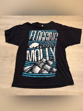 Very Rare Flogging Molly Ship T-Shirt Mens Sz XL Black Celtic Punk Band Y2K Vtg